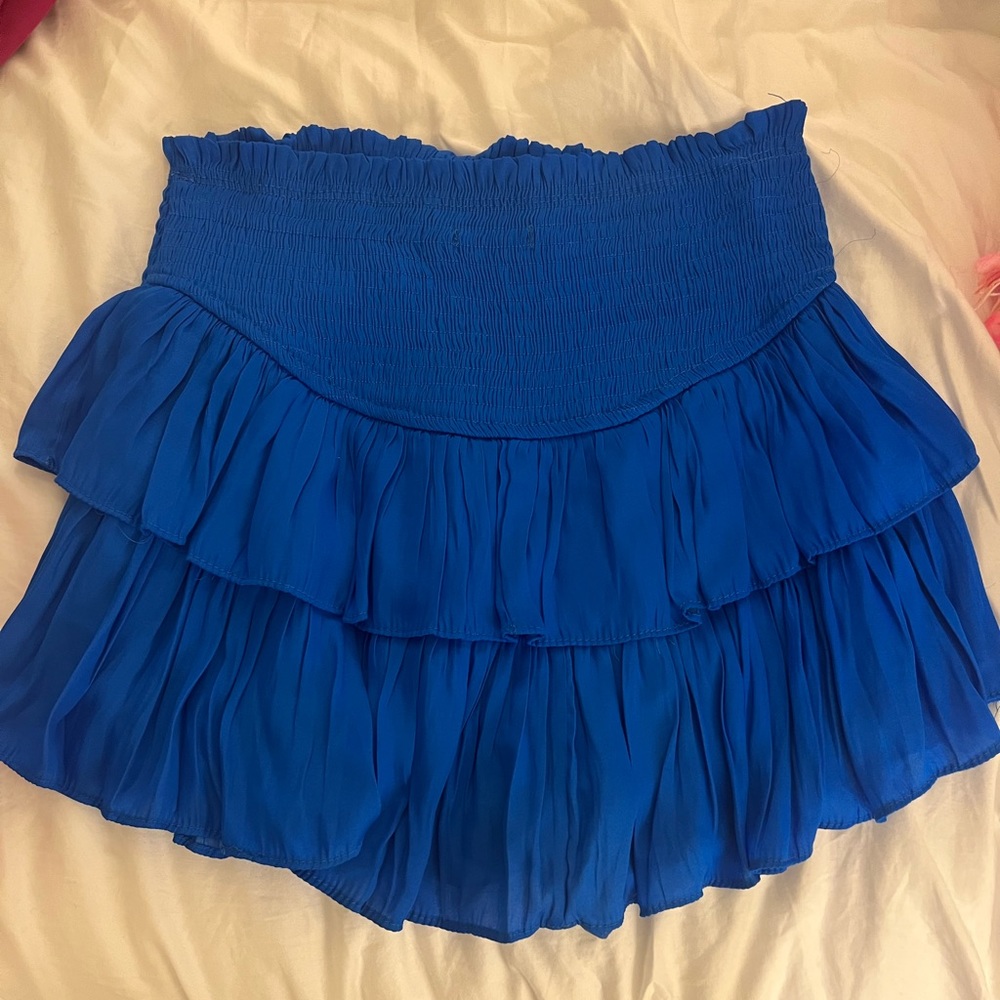 Blue ruffle mini skirt